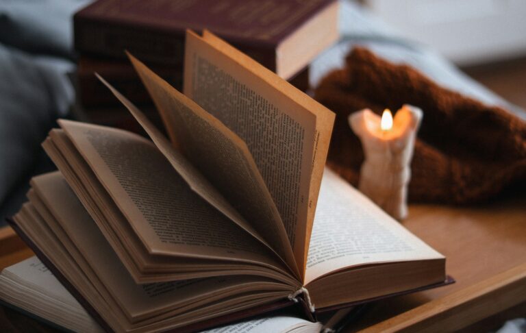 books candle cozy