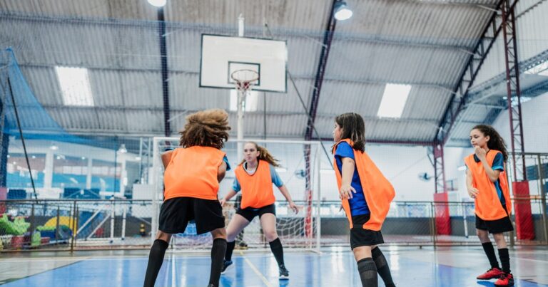 children playing basketball at