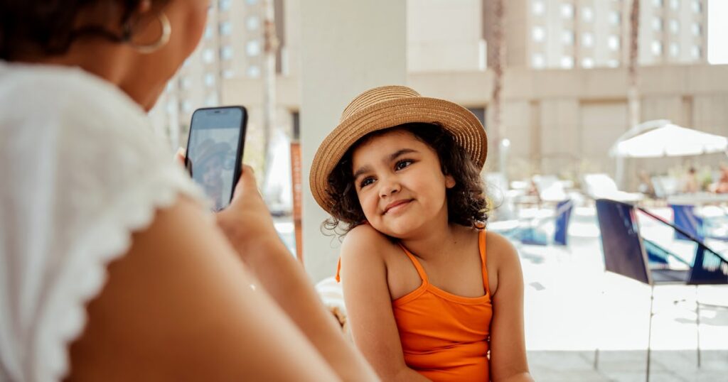 mother taking a photo