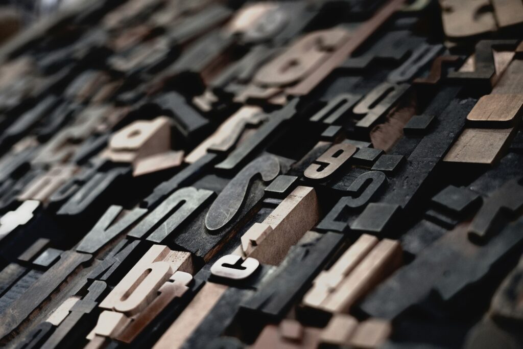 typeset letter stamps
